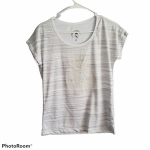 Real Madrid CF Soccer Futbol Logo Short Sleeve Striped Shirt Size Medium